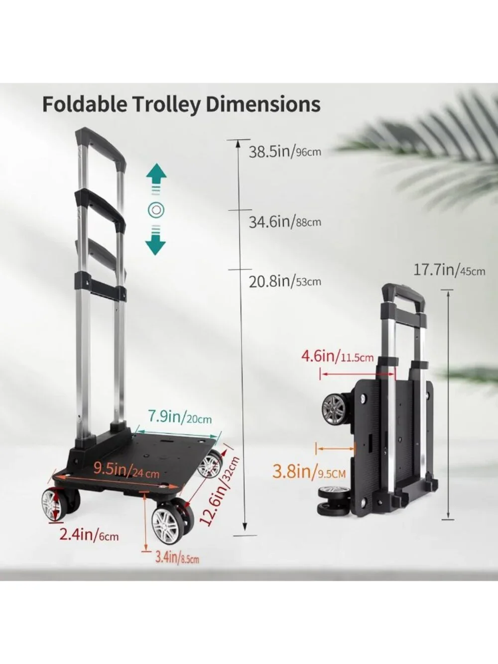 360° Swivel Wheeled Backpack Trolley - Folding Rolling Luggage Cart for Travel